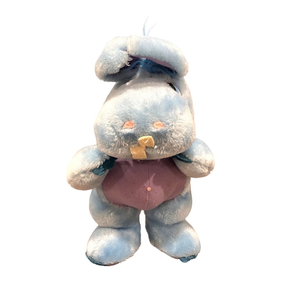 Vintage 1984 Hasbro Softies Disney Wuzzles Blue Hippopotamus Hippo Bunny Plush